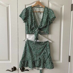 SHEIN Floral Tie Front Two Piece Dress Size XS